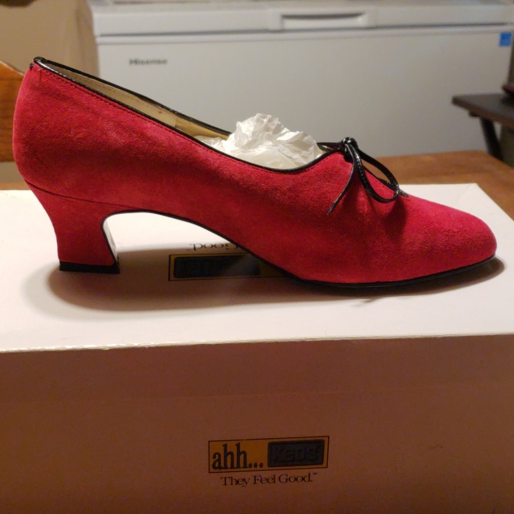 Red suede heels